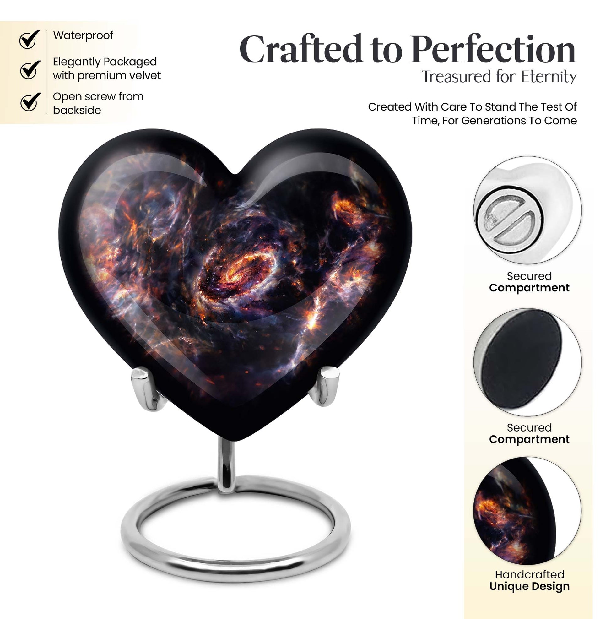 galaxy heart urn for adult female ashes