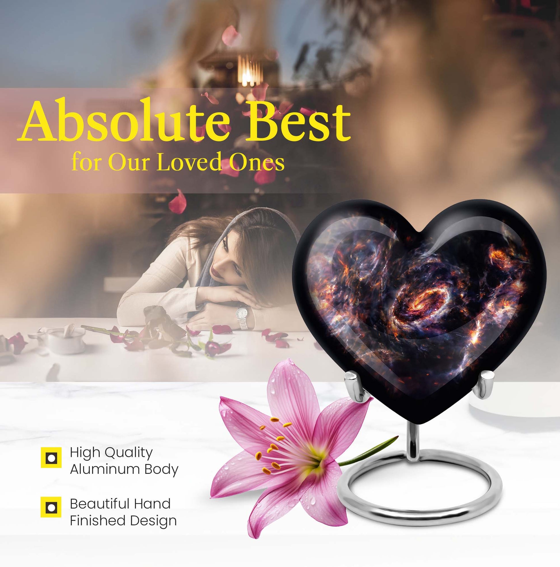 galaxy heart urn for adult female ashes