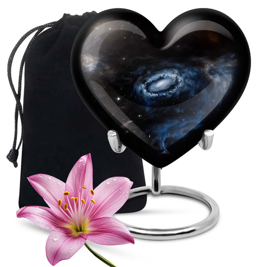 Galaxy Heart Urn in Purple Meadow theme