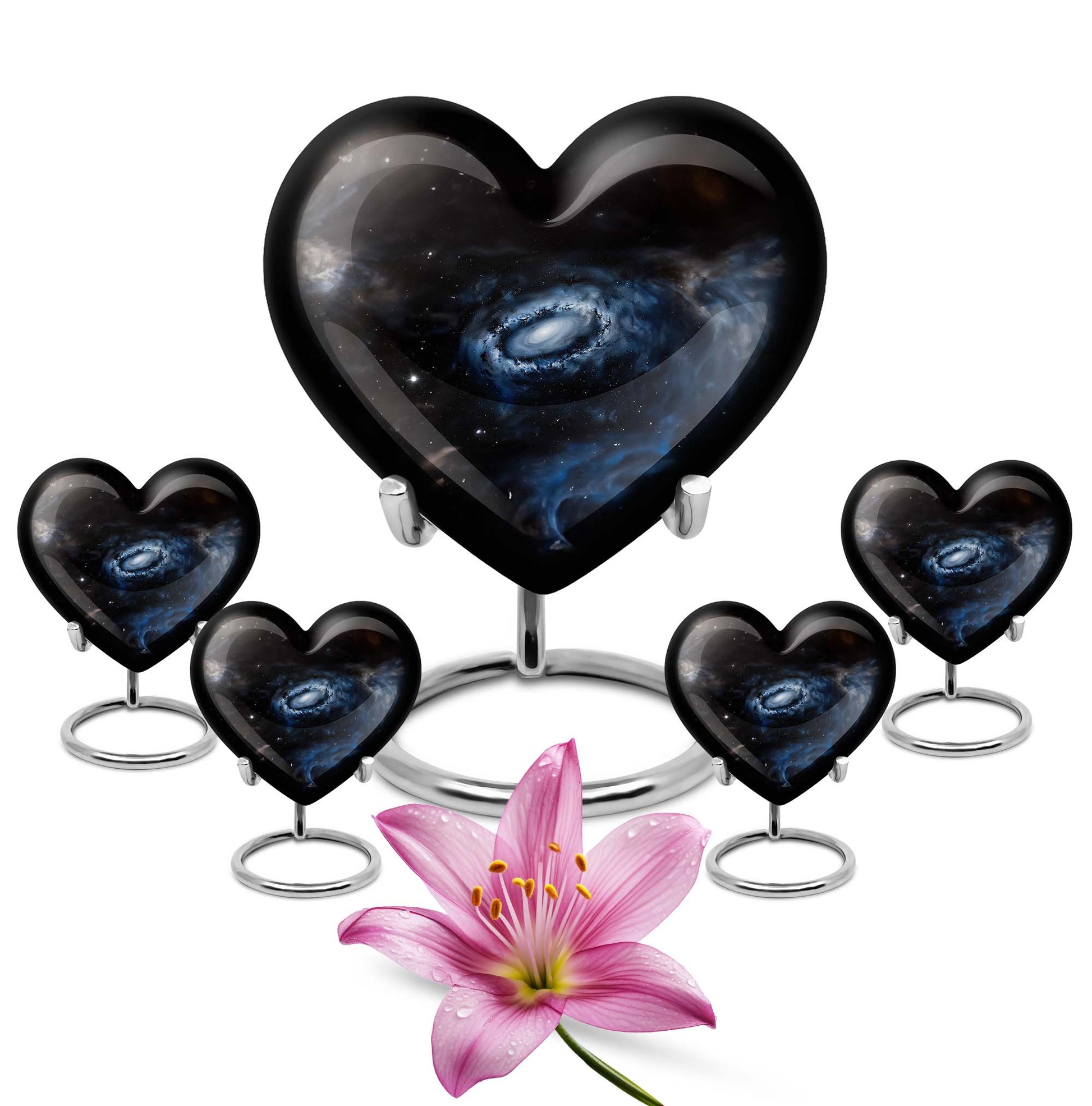 Galaxy Heart Urn in Purple Meadow theme