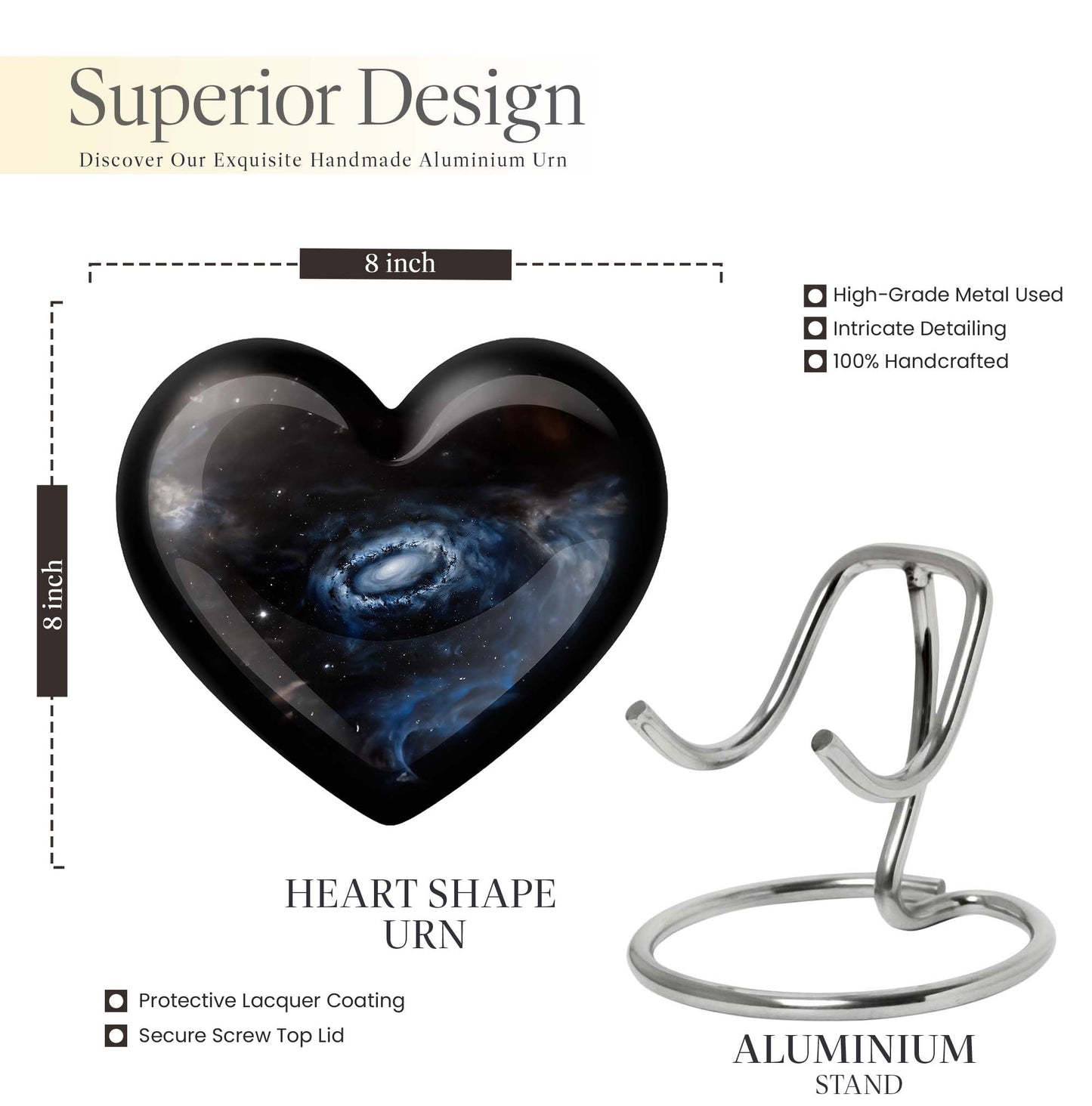 Galaxy Heart Urn in Purple Meadow theme