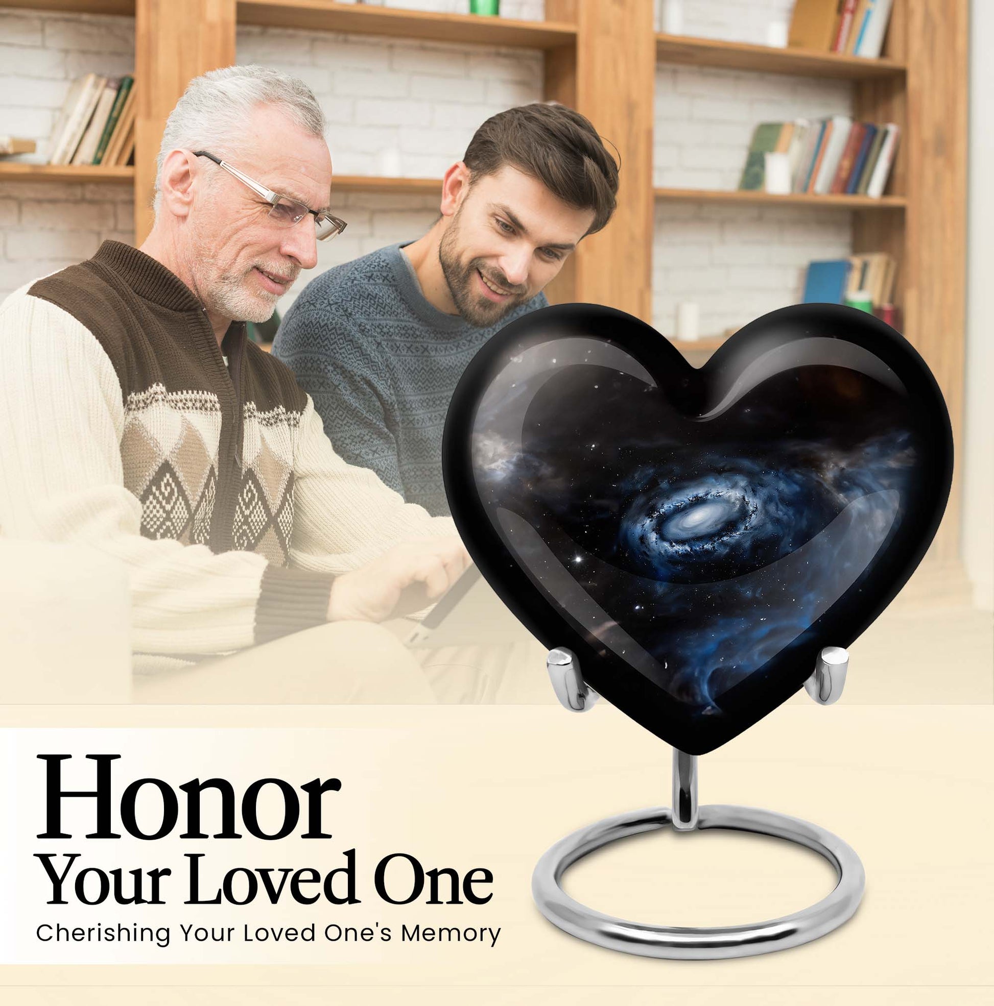 Galaxy Heart Urn in Purple Meadow theme