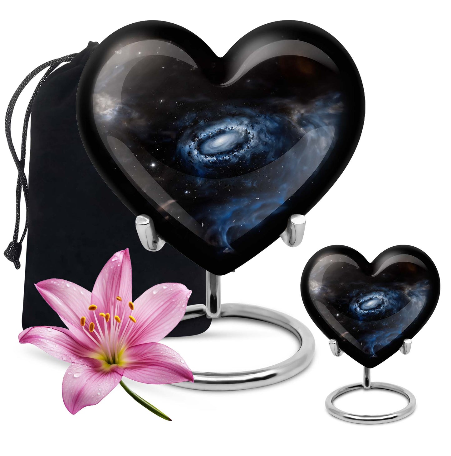 Galaxy Heart Urn in Purple Meadow theme