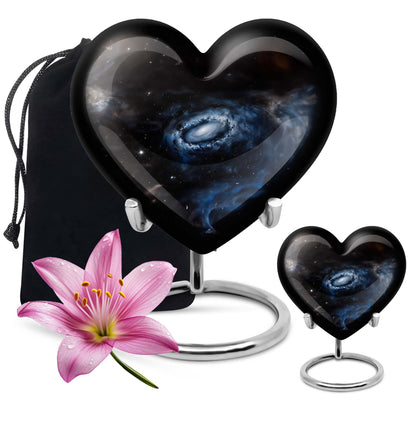 Galaxy Heart Urn in Purple Meadow theme
