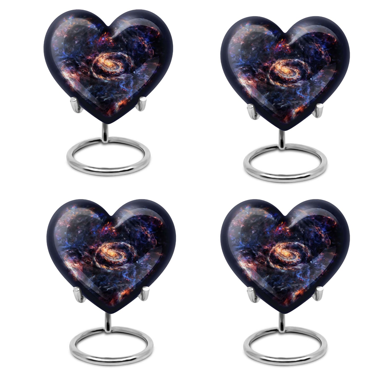 Heart-shaped Glaaxy Urn in Purple Meadow theme for women's cremation, large Aluminium Funeral Urn