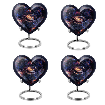 Heart-shaped Glaaxy Urn in Purple Meadow theme for women's cremation, large Aluminium Funeral Urn