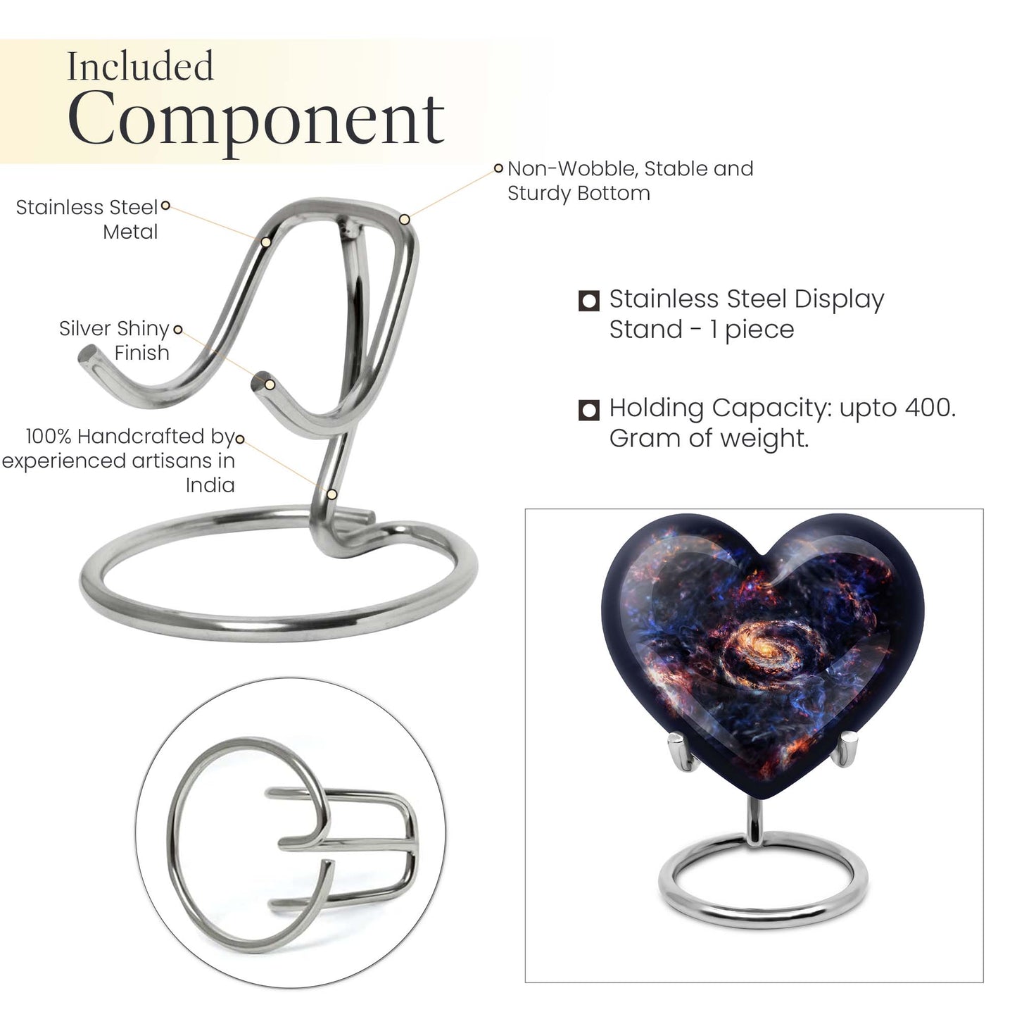 Heart-shaped Glaaxy Urn in Purple Meadow theme for women's cremation, large Aluminium Funeral Urn