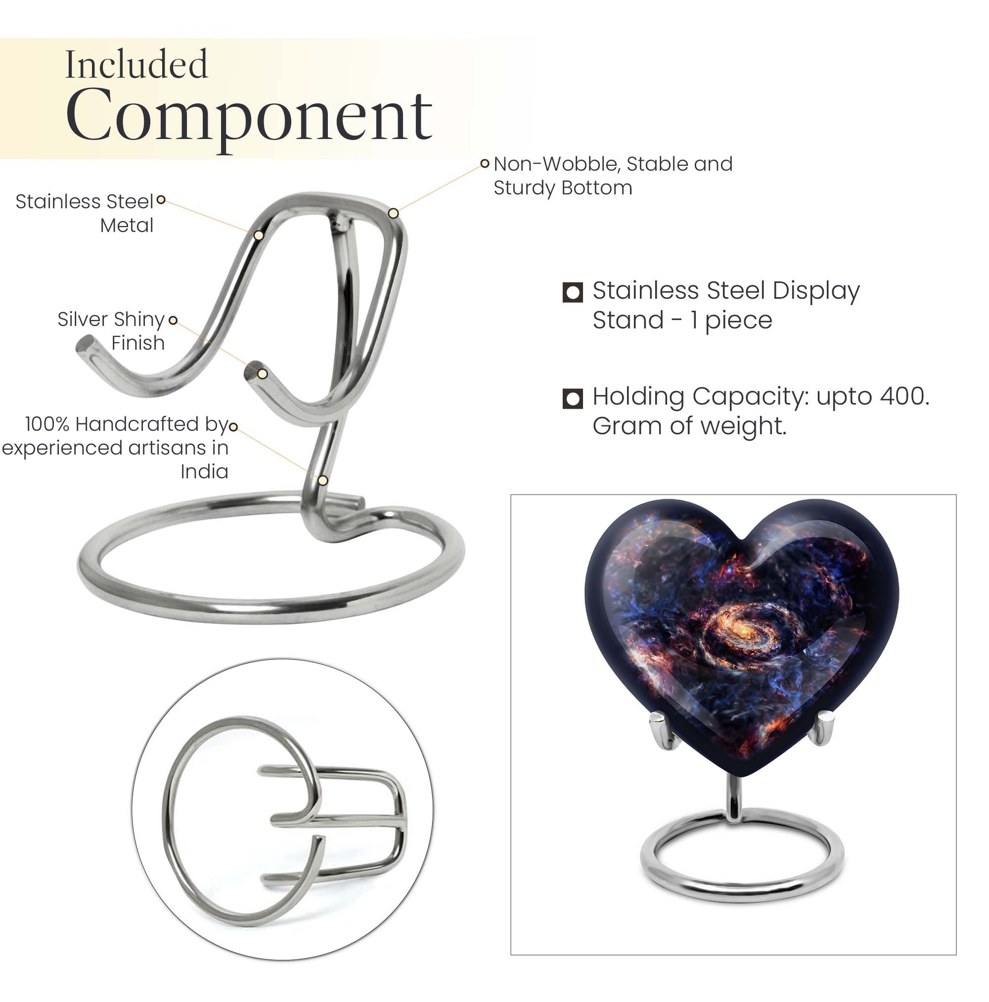 Heart-shaped Glaaxy Urn in Purple Meadow theme for women's cremation, large Aluminium Funeral Urn
