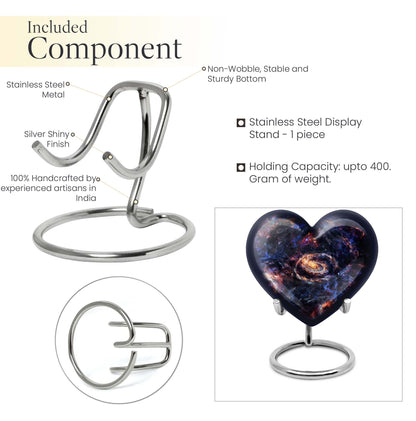 Heart-shaped Glaaxy Urn in Purple Meadow theme for women's cremation, large Aluminium Funeral Urn
