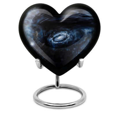 10-inch Glaaxy Heart Urn for cremation ashes in Purple Meadow theme