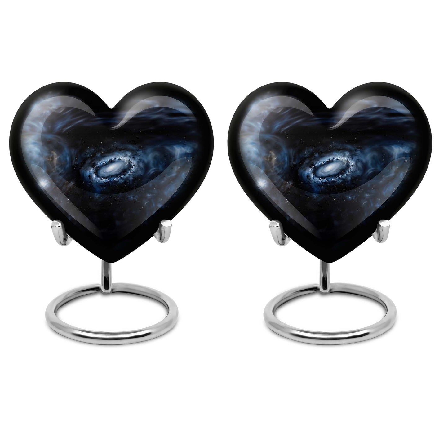 10-inch Glaaxy Heart Urn for cremation ashes in Purple Meadow theme