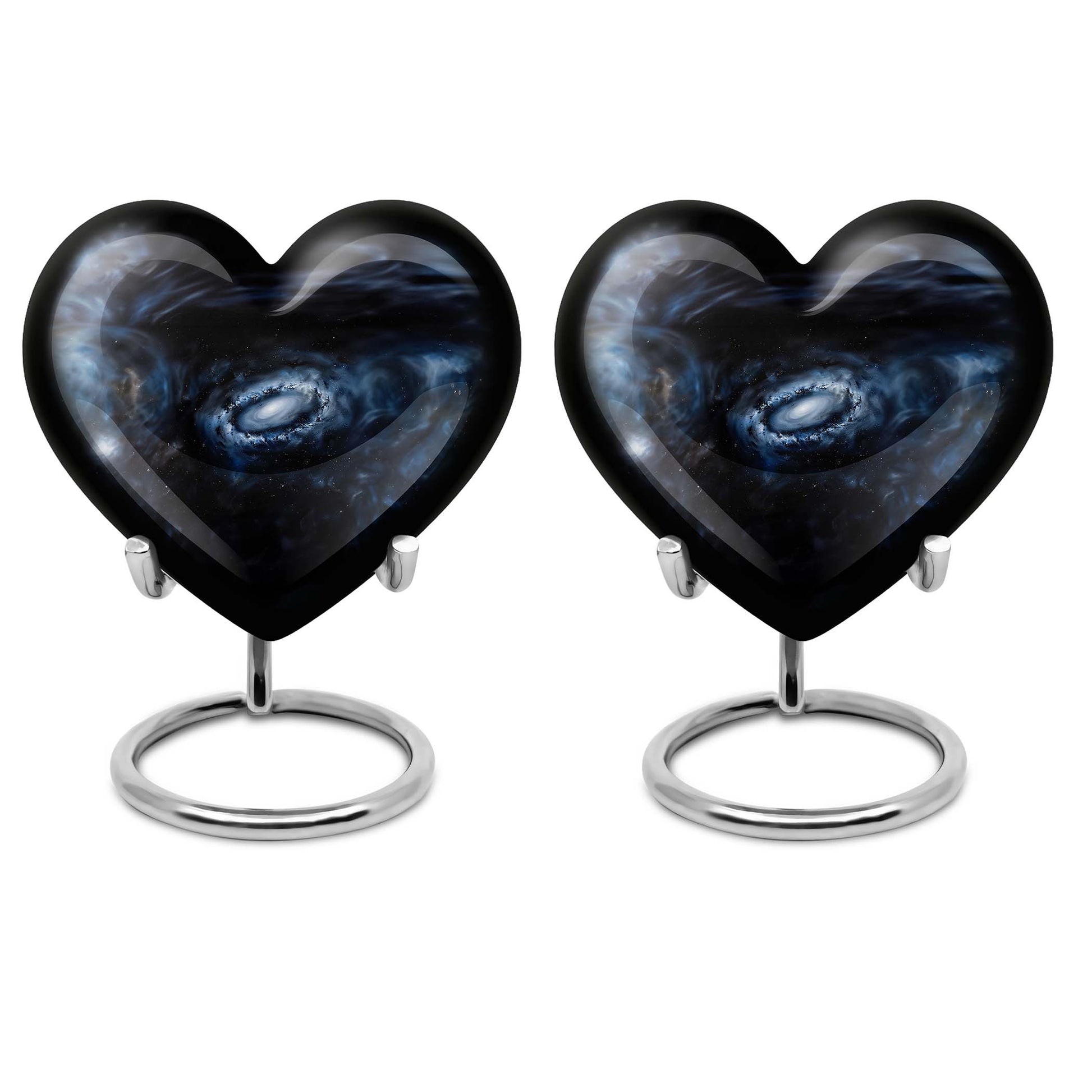 10-inch Glaaxy Heart Urn for cremation ashes in Purple Meadow theme