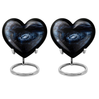 10-inch Glaaxy Heart Urn for cremation ashes in Purple Meadow theme