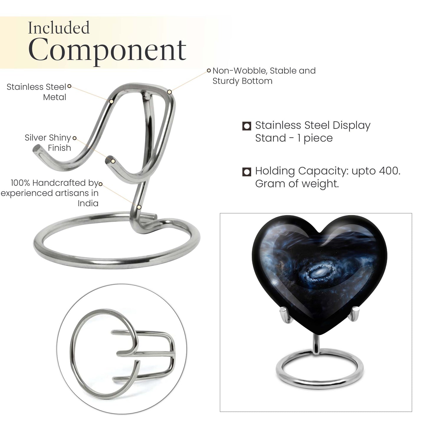 10-inch Glaaxy Heart Urn for cremation ashes in Purple Meadow theme