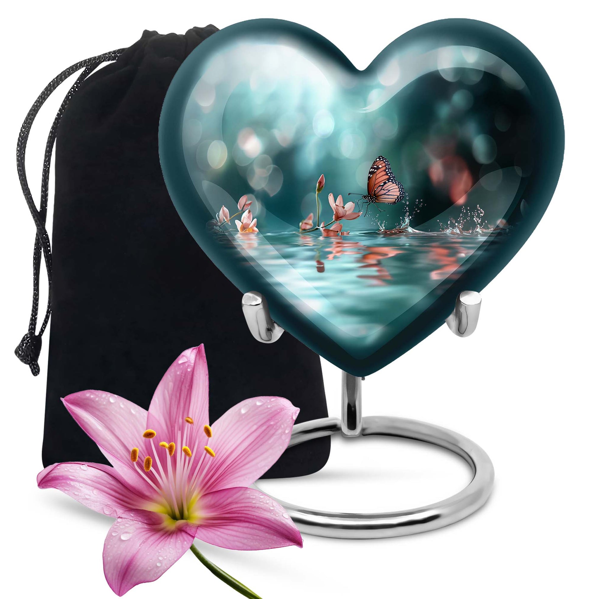  meadow heart-shaped butterfly urn for human ashes, 