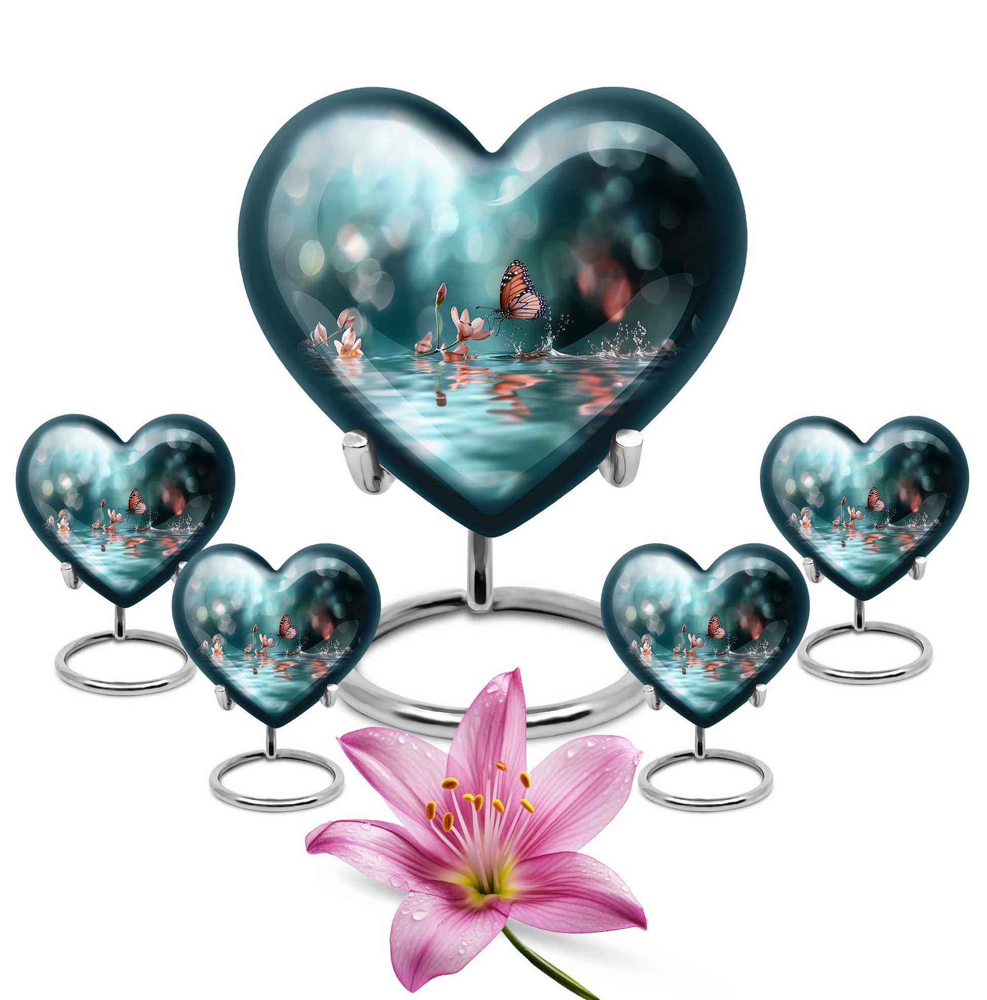  meadow heart-shaped butterfly urn for human ashes, 