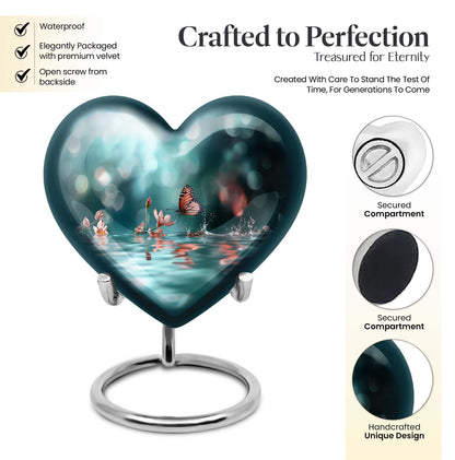  meadow heart-shaped butterfly urn for human ashes, 