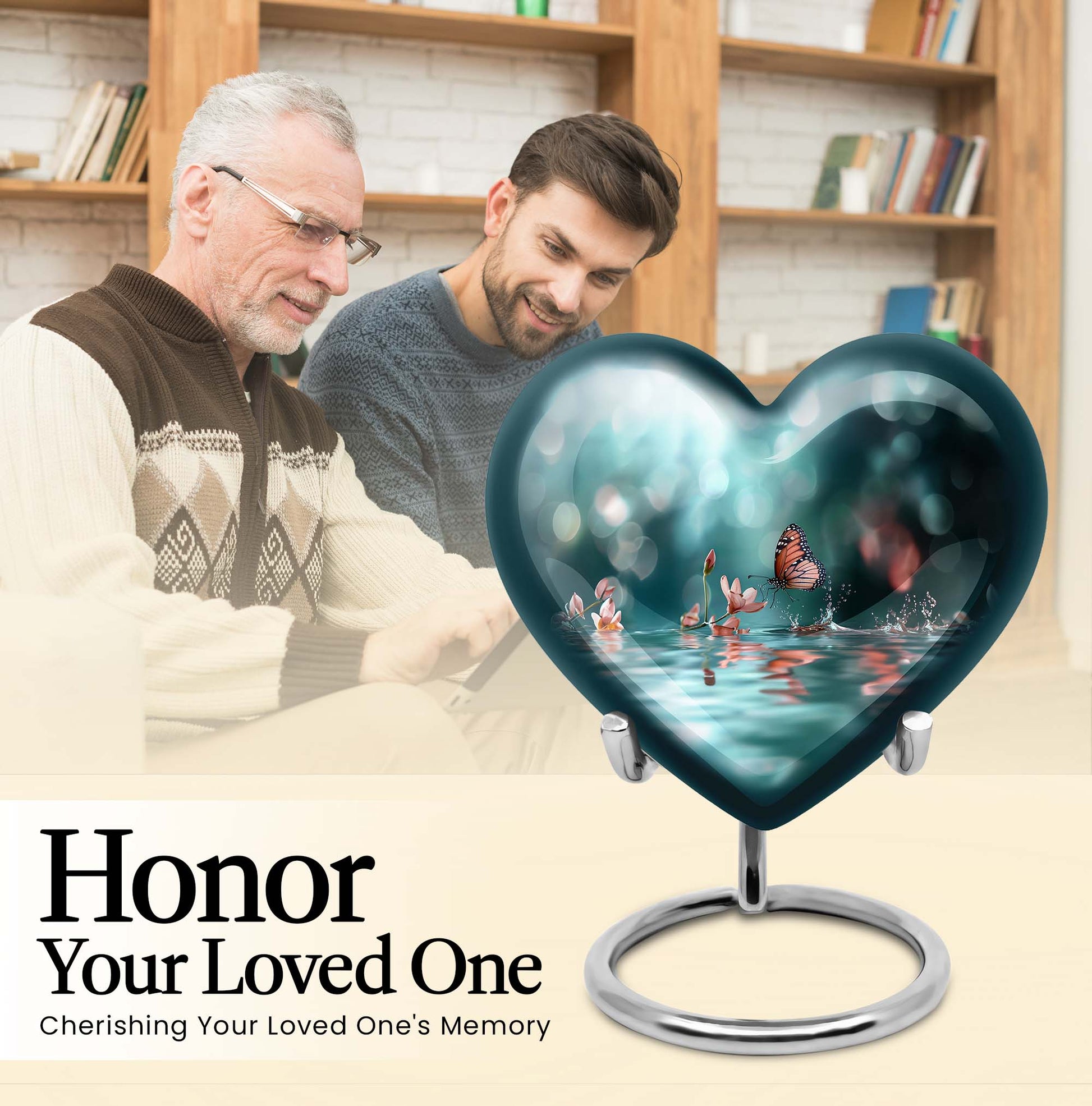  meadow heart-shaped butterfly urn for human ashes, 