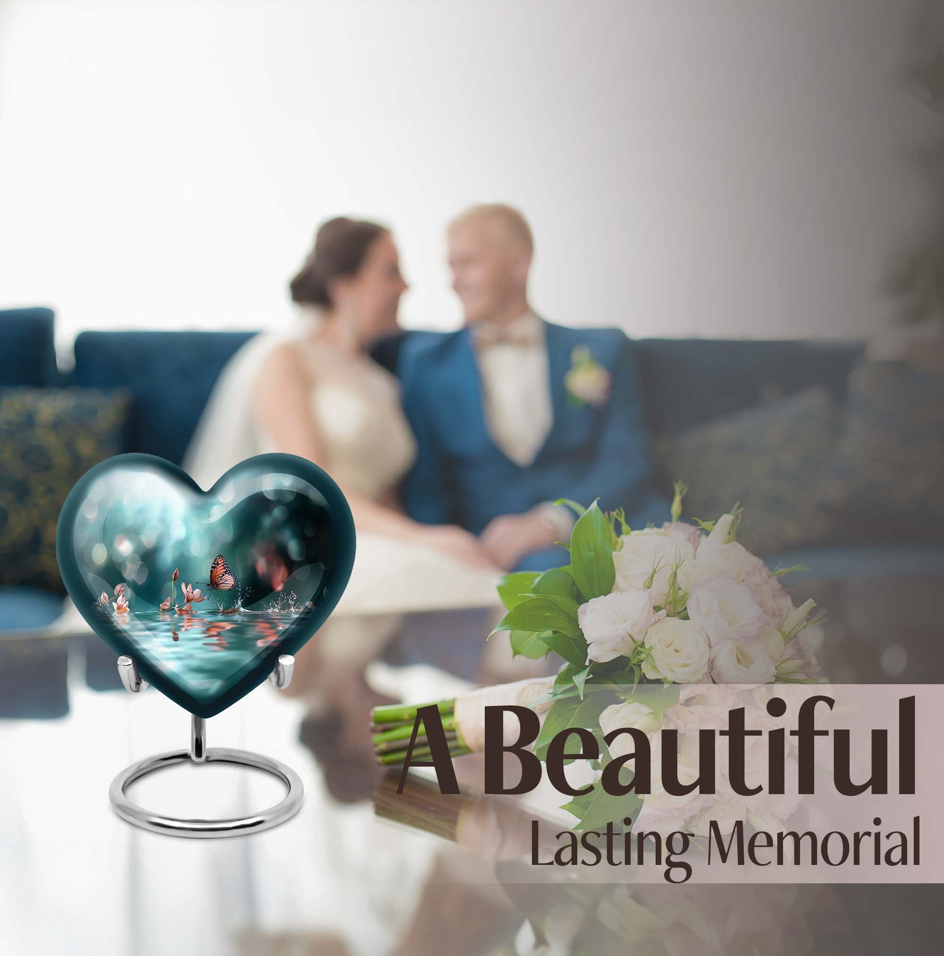  meadow heart-shaped butterfly urn for human ashes, 