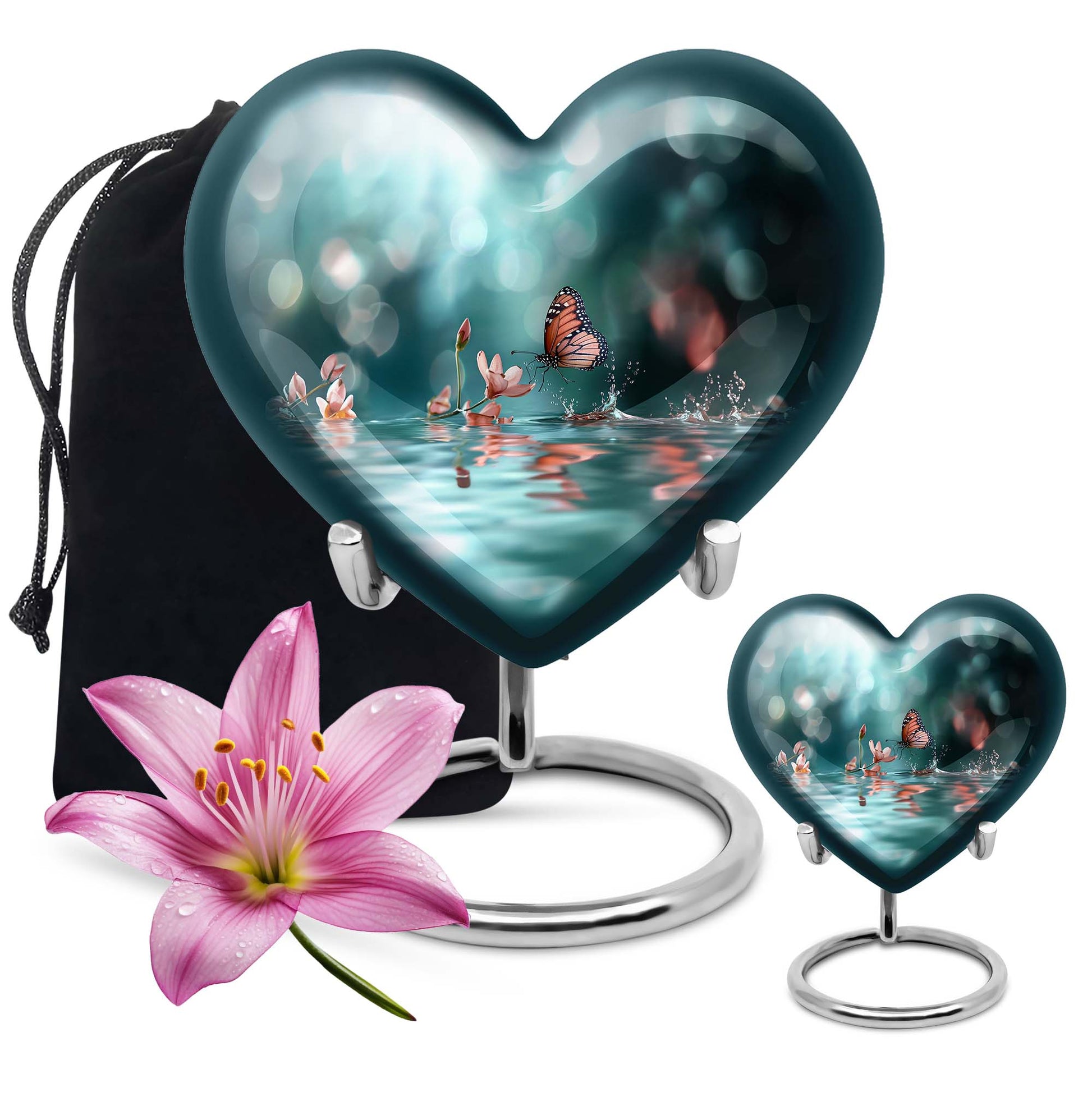  meadow heart-shaped butterfly urn for human ashes, 