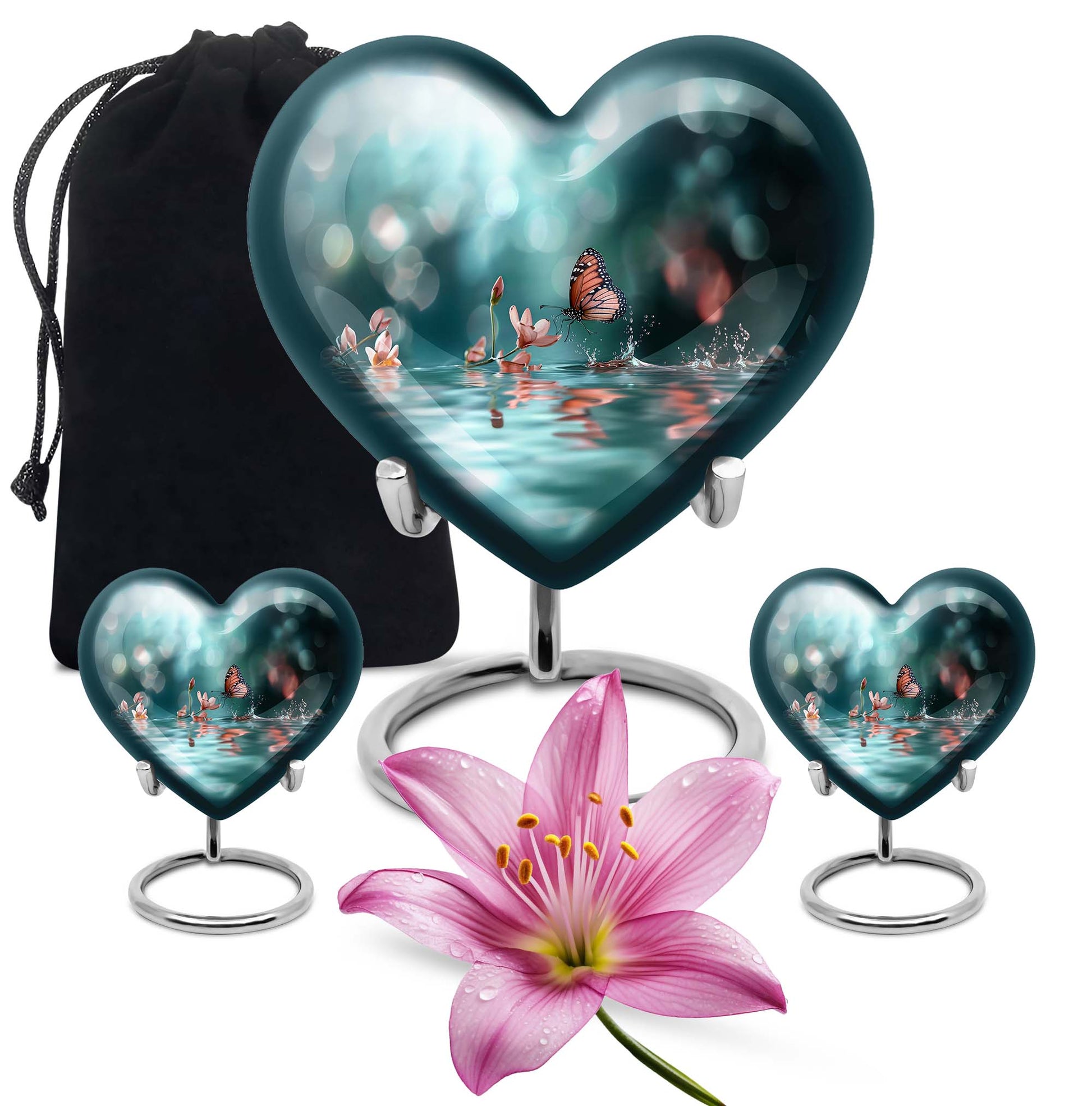 meadow heart-shaped butterfly urn for human ashes, 