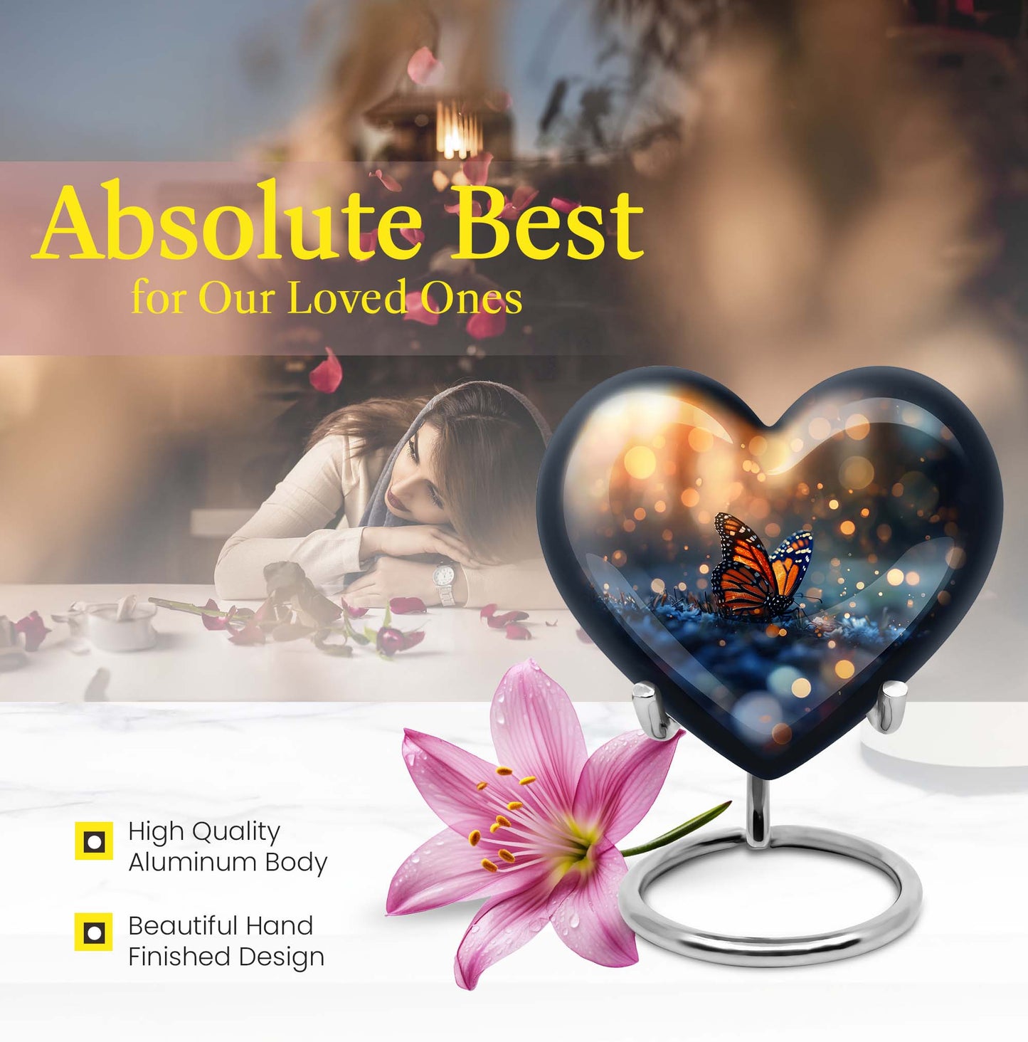 Heart-shaped Butterfly Urn