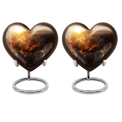10-inch butterfly urn with wolf howling heart design for adult ashes containment