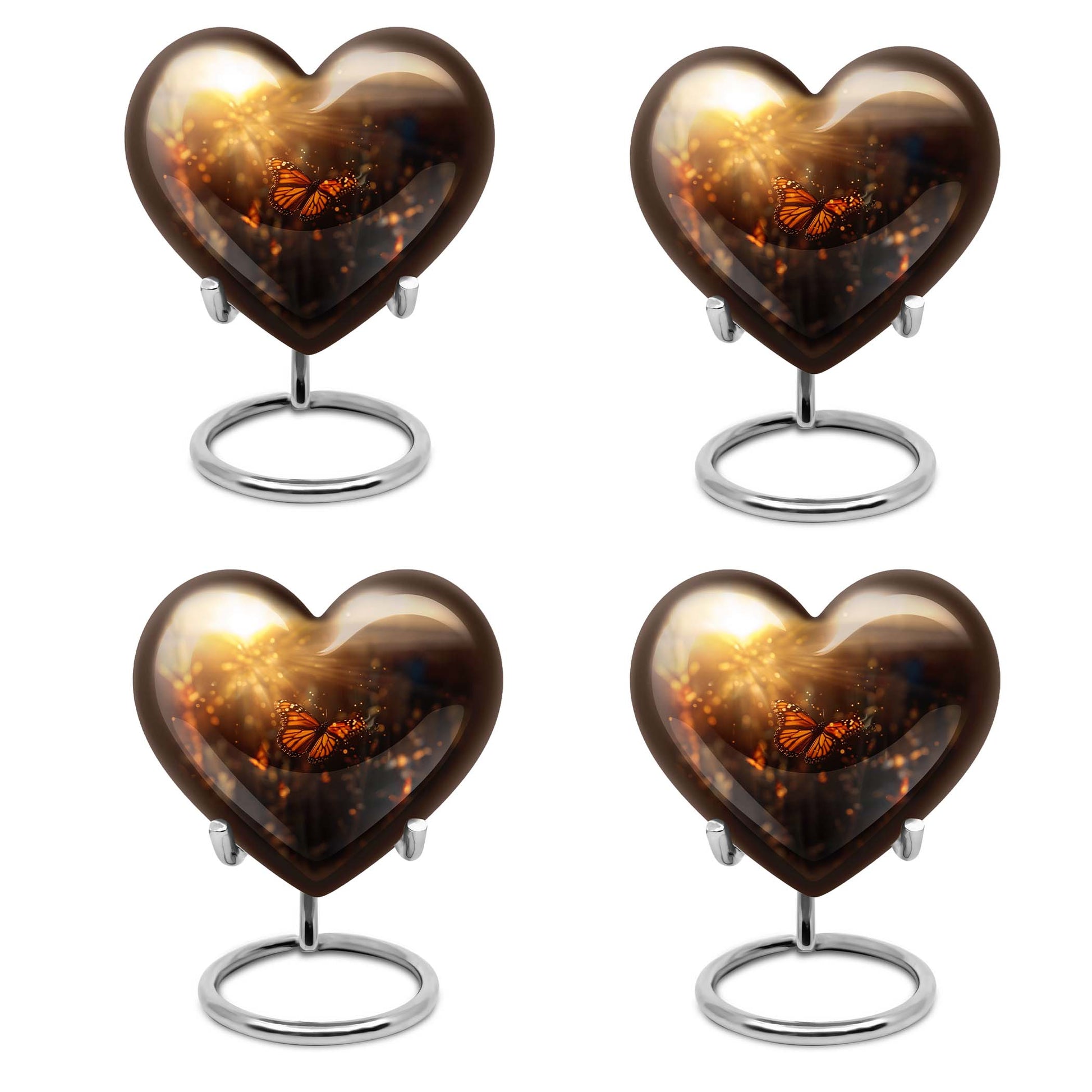 10-inch butterfly urn with wolf howling heart design for adult ashes containment