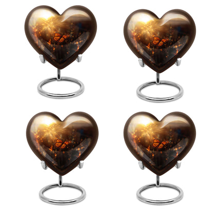 10-inch butterfly urn with wolf howling heart design for adult ashes containment