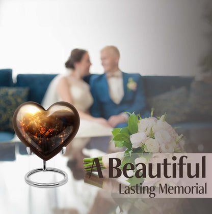 10-inch butterfly urn with wolf howling heart design for adult ashes containment