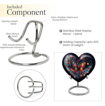 Heart-shaped Butterfly Urn for adult female ashes, customizable, with a Wolf Howling theme