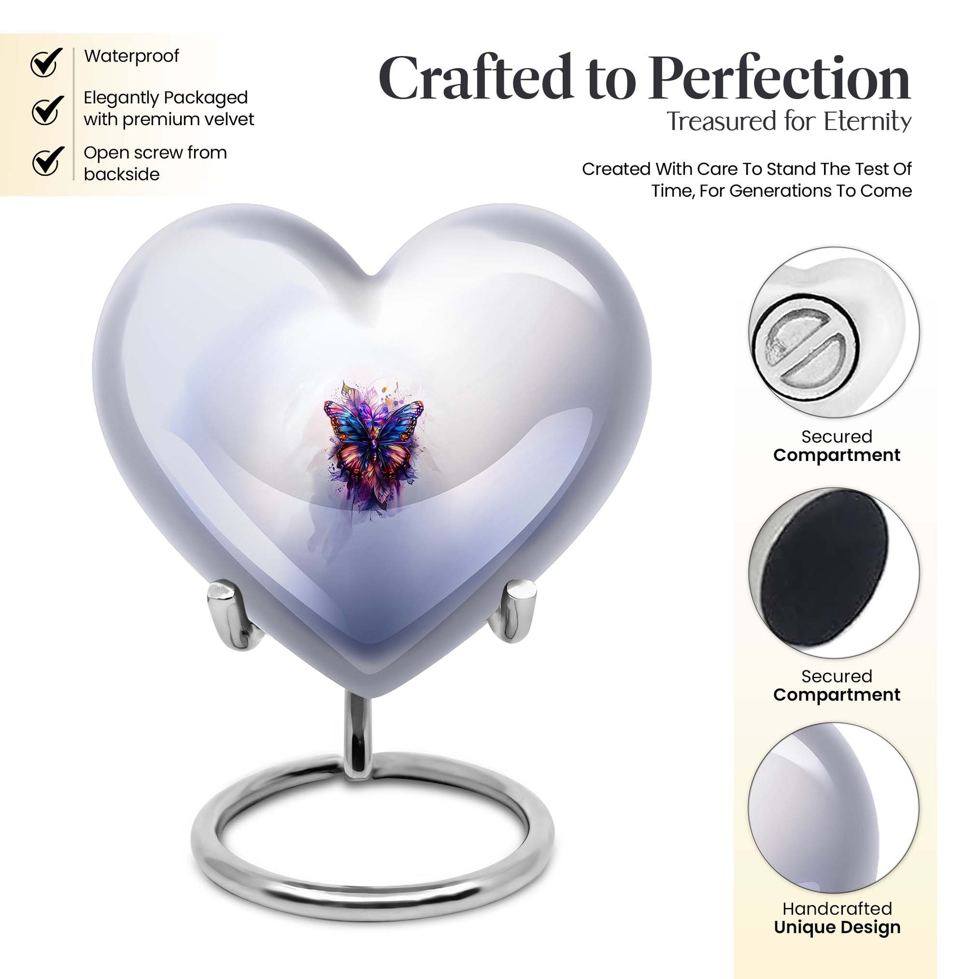butterfly heart urn