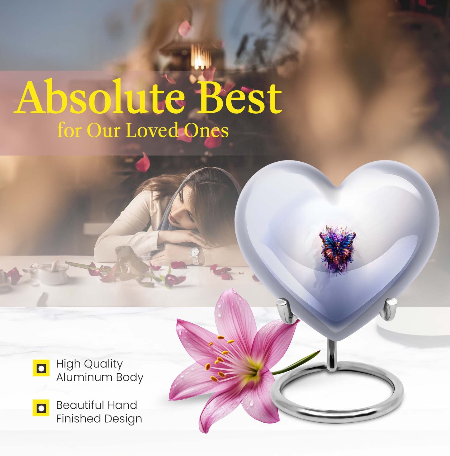 butterfly heart urn