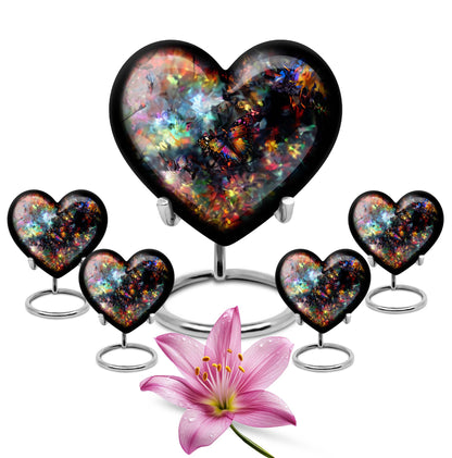10-inch butterfly-themed heart urn for human ashes 