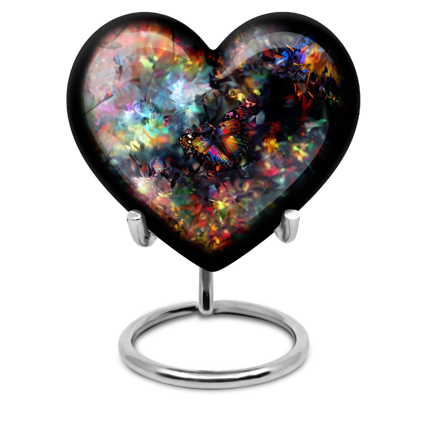 10-inch butterfly-themed heart urn for human ashes 