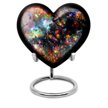 10-inch butterfly-themed heart urn for human ashes 