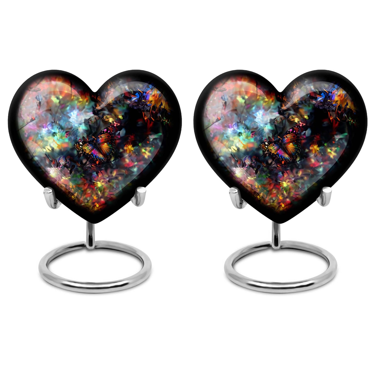 10-inch butterfly-themed heart urn for human ashes 