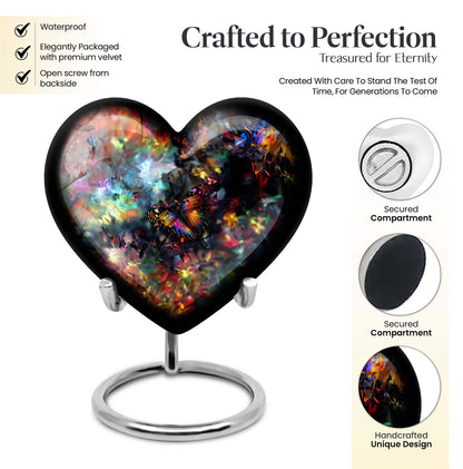 10-inch butterfly-themed heart urn for human ashes 