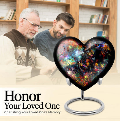 10-inch butterfly-themed heart urn for human ashes 