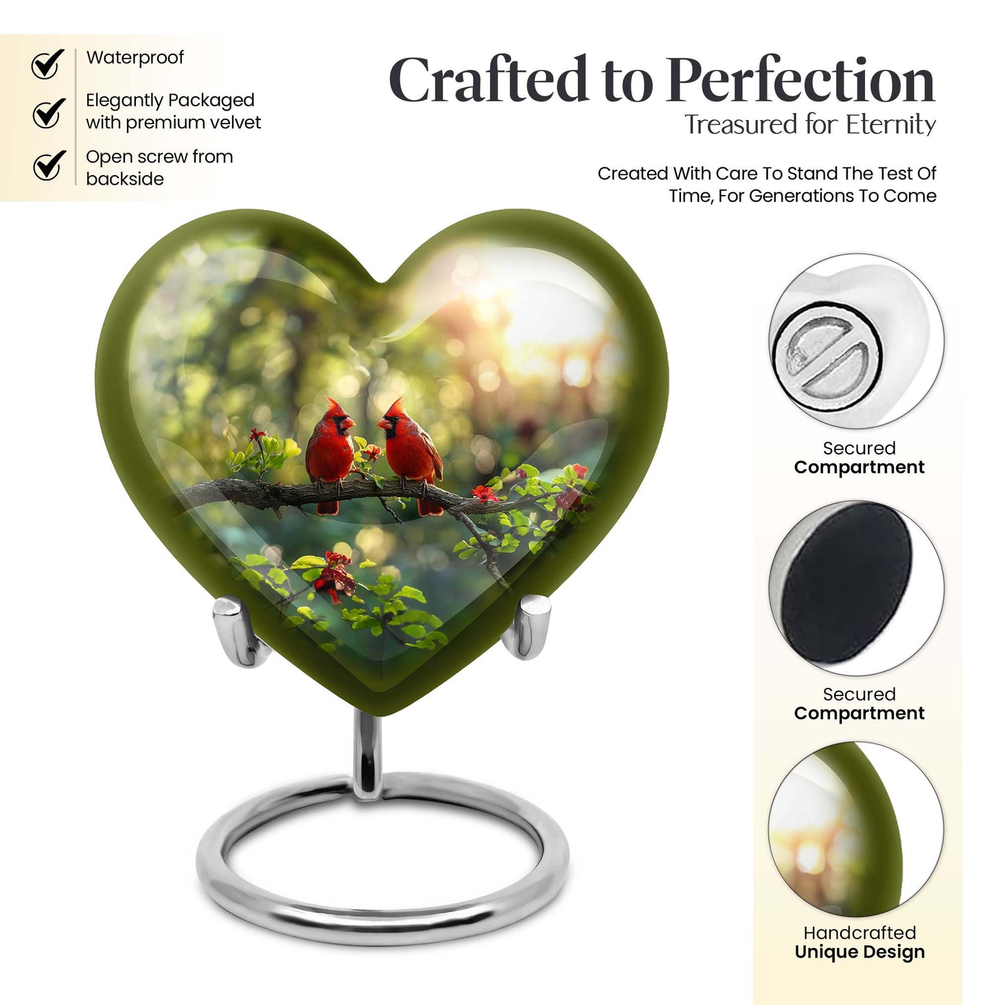 Cardinal bird urn for human ashes