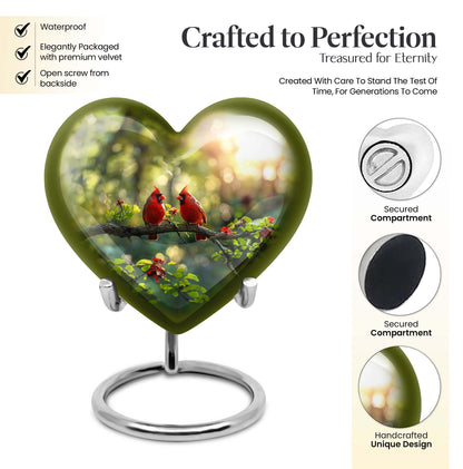 Cardinal bird urn for human ashes