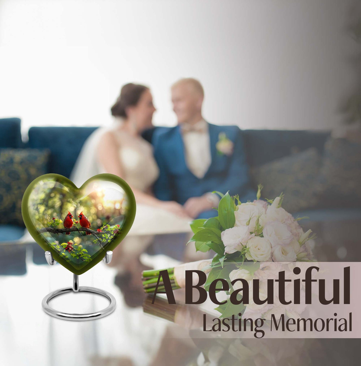 Cardinal bird urn for human ashes