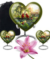 Cardinal Bird Theme Large Urn With 2 Keepsake Urn