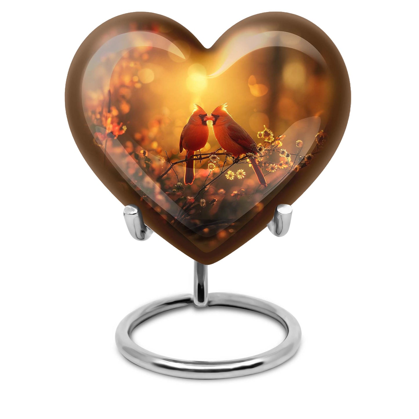 Cardinal bird heart-shaped cremation