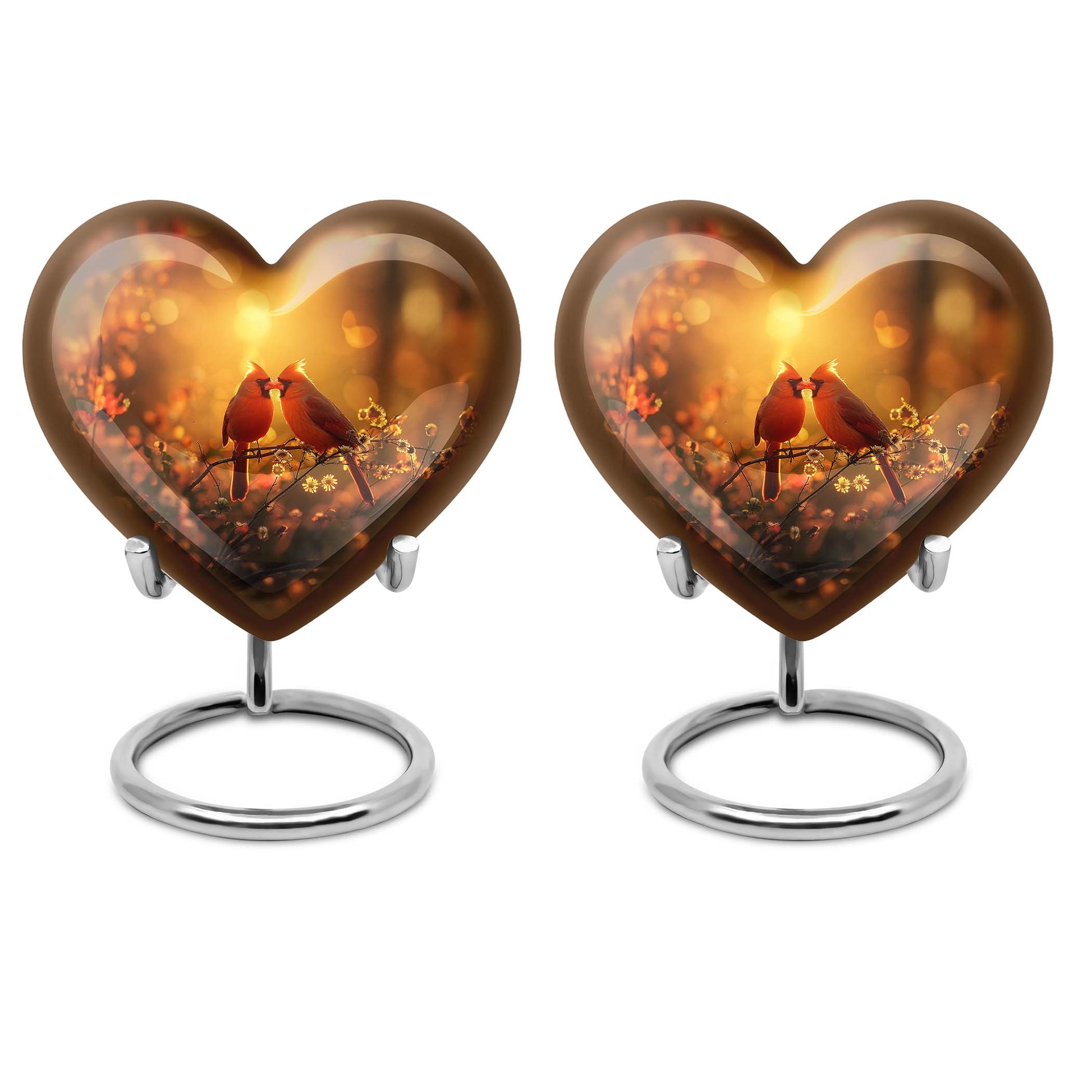 Cardinal bird heart-shaped cremation