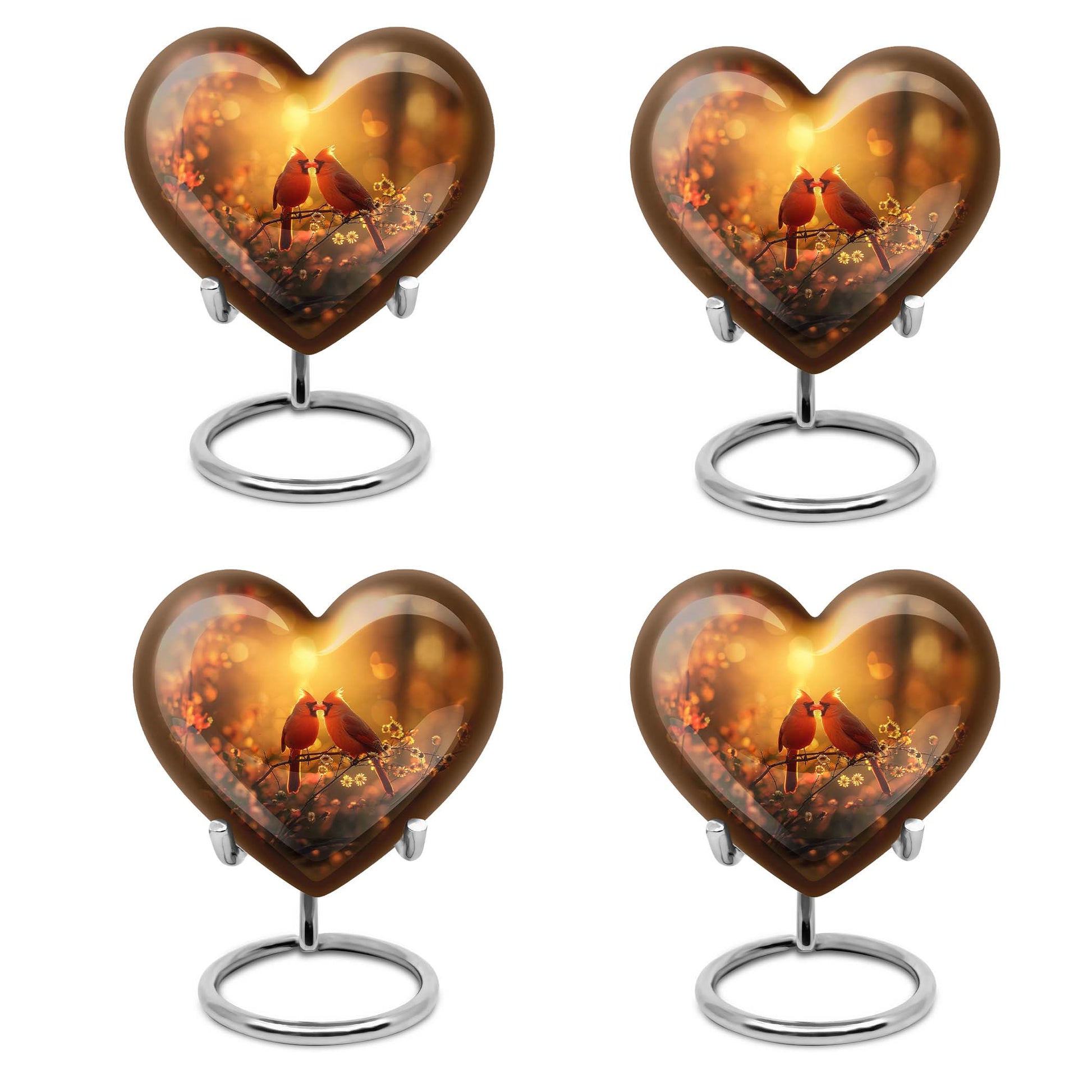 Cardinal bird heart-shaped cremation
