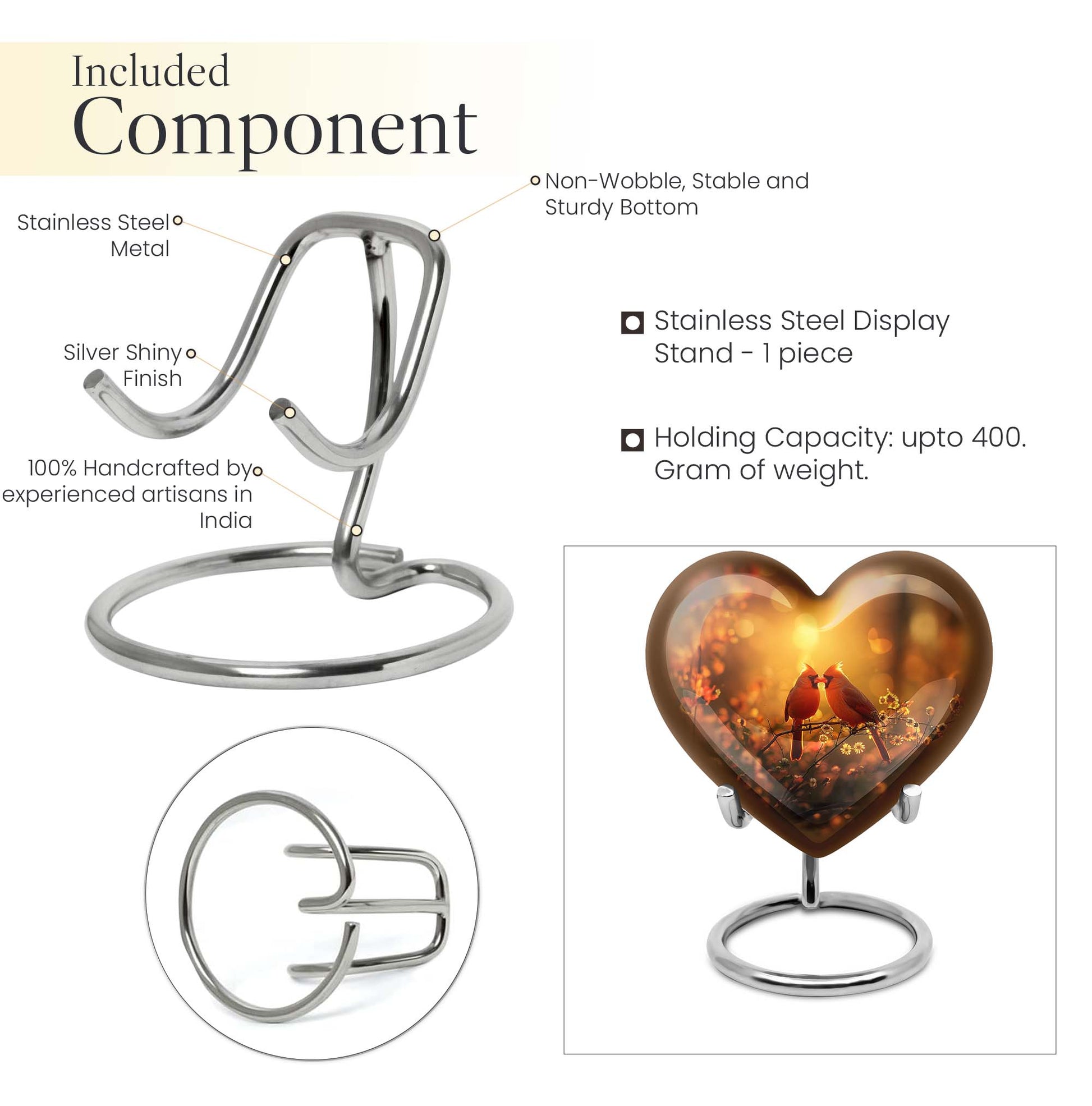 Cardinal bird heart-shaped cremation
