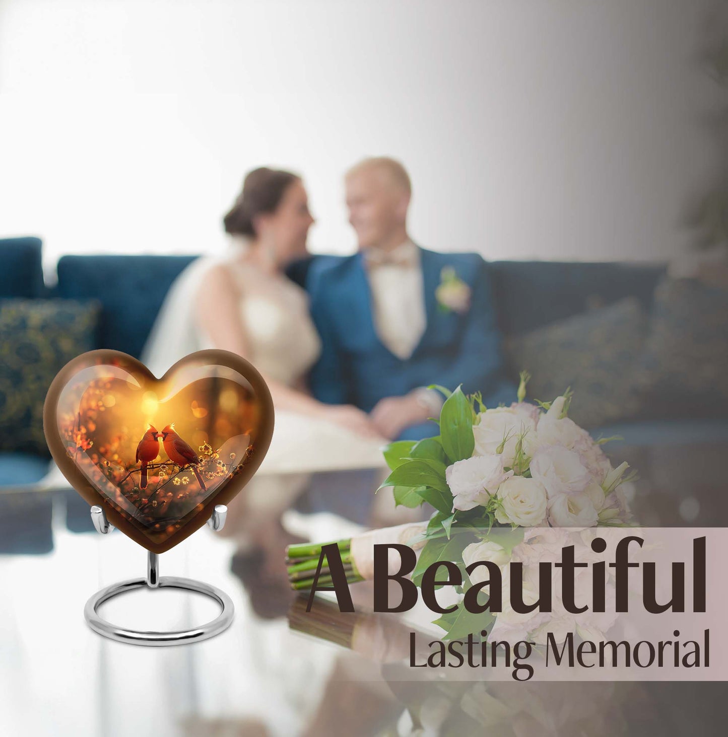 Cardinal bird heart-shaped cremation