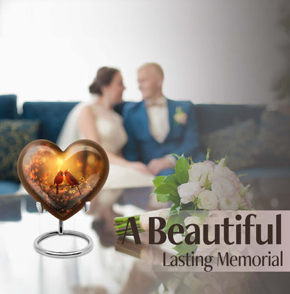 Cardinal bird heart-shaped cremation
