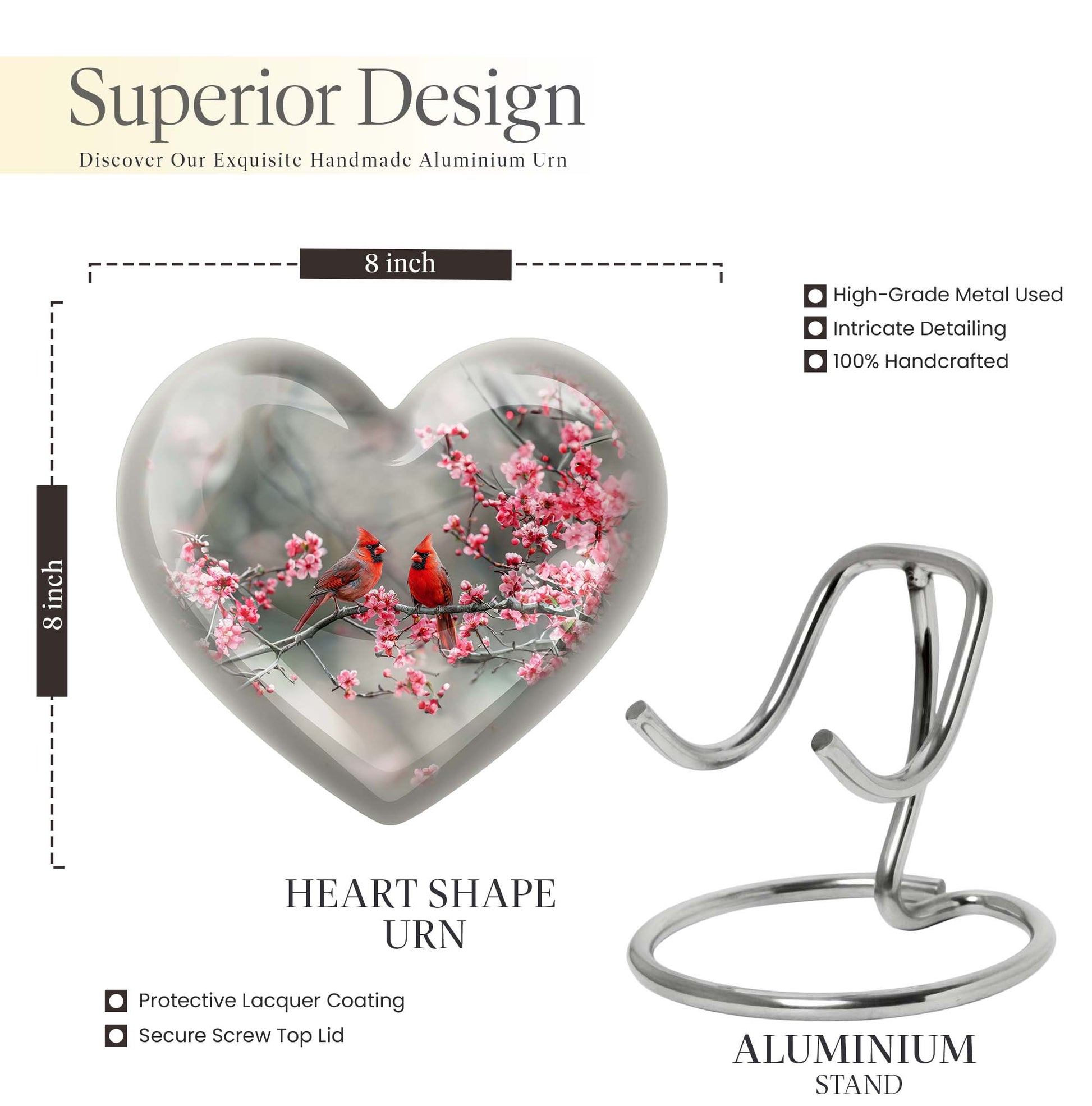 Cardinal bird Urn For Human Ashes